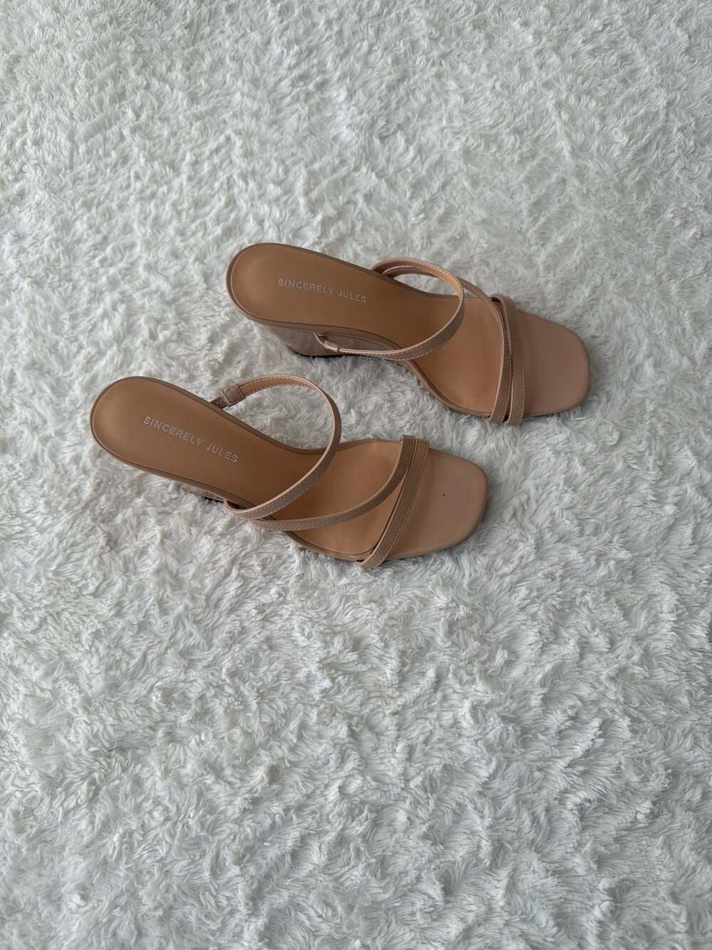 Sincerely Jules Nude Strappy Square Toe Heeled Sandals